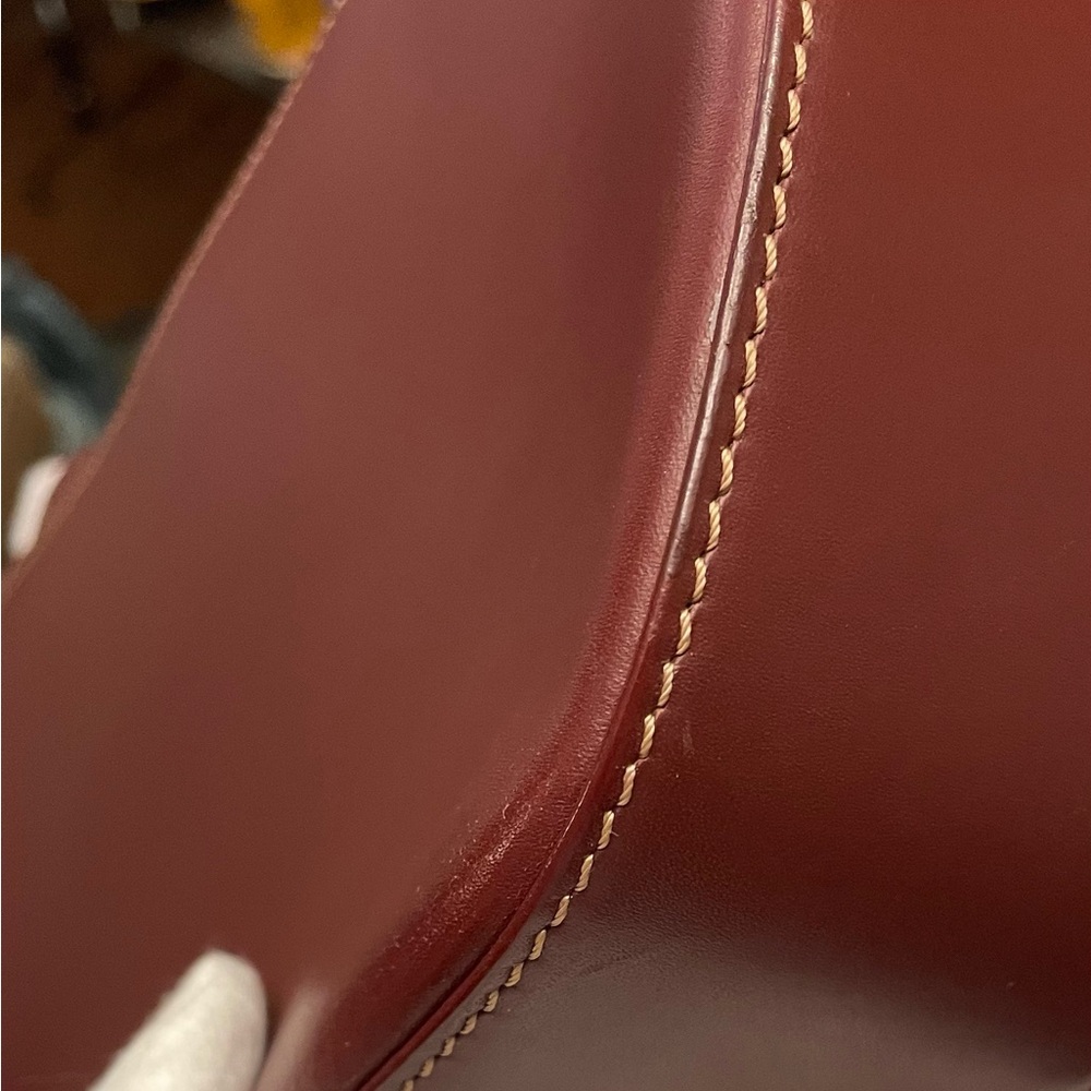Cartier Authentic Vintage Deep Red Leather Shoulder Bag w/ Adjustable Strap - Picture 16 of 17